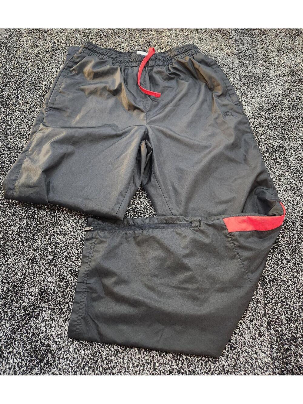 Vntg Y2K Starter Pants Men Medium Black Red Windbreaker Joggers Track Suit Baggy